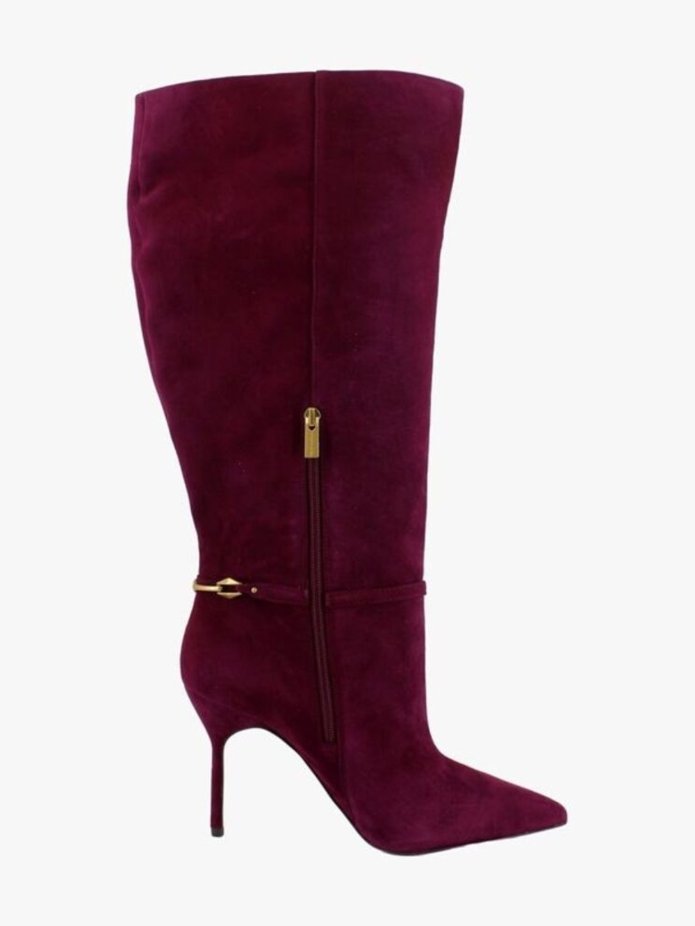 Vince Camuto Burgundy Suede Knee-High Pointed-Toe Stiletto Boot Size 7.5 M